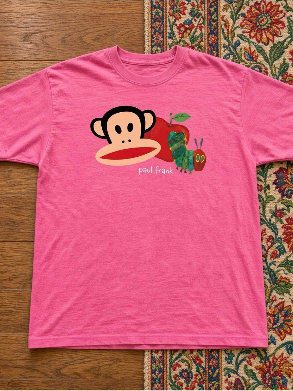 Gildan Pink Paul Frank Graphic Tee with Monkey & Caterpillar
